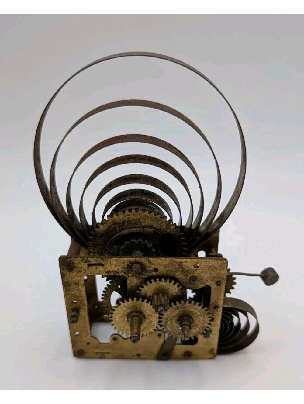 Antique German Clock Movement Spiral Gong Chime Mantel Clock Parts Repair